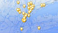 A map of the tri-state area, including pins of various ColumbiaDoctors locations